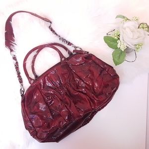 The Limited Crimson Red Faux Snakeskin Satchel